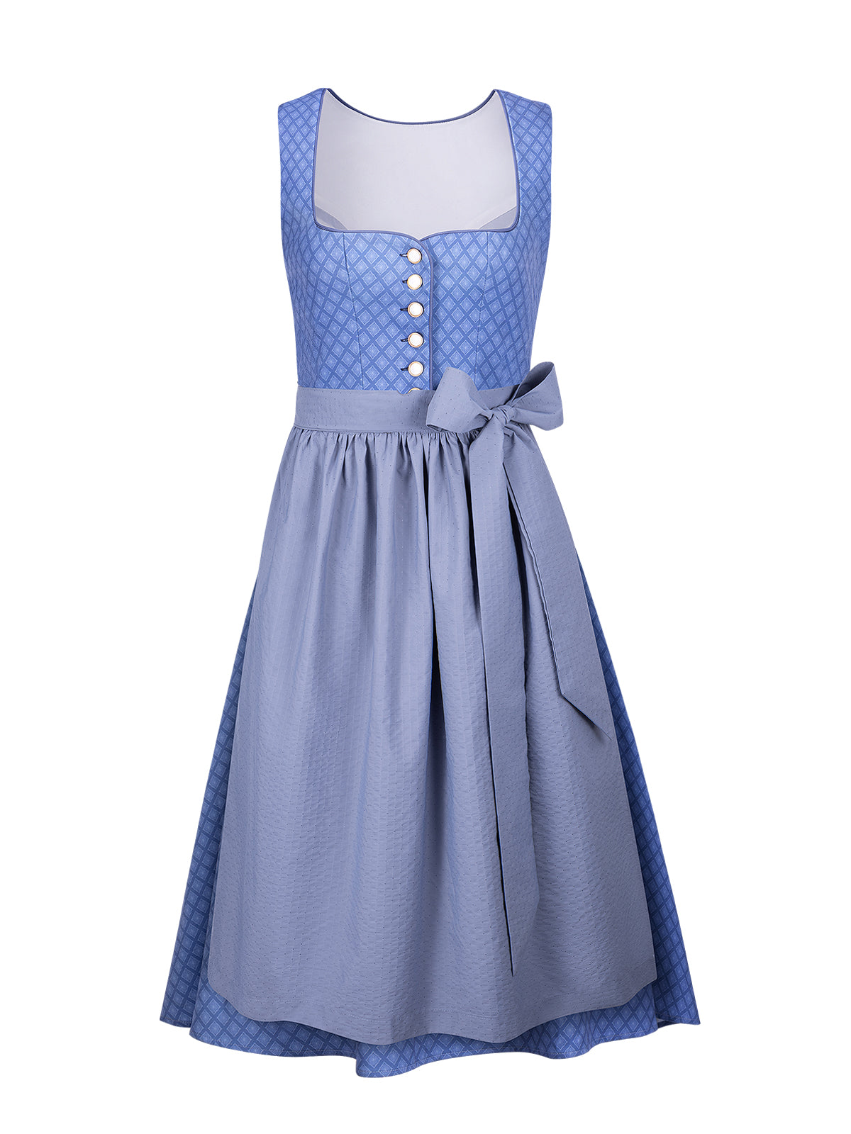 Damen Blau Knöpfen Geometrische Muster Dirndl Daniela